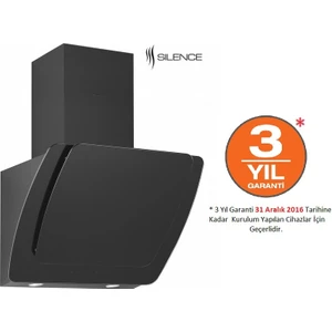 3373 Misto Siyah 60 Cm Dekoratif Camlı Duvar Tipi Davlumbaz