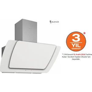 3373 Misto Beyaz 90 Cm Dekoratif Camlı Duvar Tipi Davlumbazipi Davlumbaz, 90 Cm Beyaz