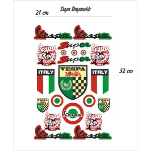 Vespa Motosiklet Sticker Seti
