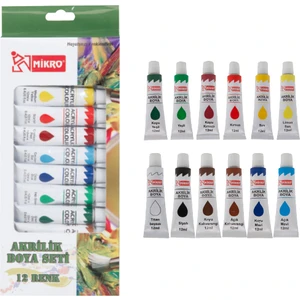 12 Renk Akrilik Boya 12 Ml