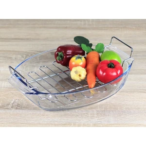 Borosilikat Oval Izgarılı Fırın Kabı 39x24 Cm