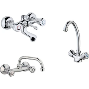 ARÇE Klasik Çevirmeli Banyo + Kuğu Evye Ve Lavabo Bataryası