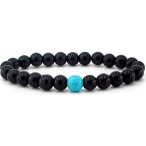Siyah Parlak Oniks Turkuaz Doğal Taş Erkek Bileklik B1849