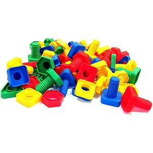 HIQTOYS Eğitici Öğretici Geometrik Cıvata Somun Şeklinde 54 Parça Yapı İnşa Oyun Çocuk Lego Seti Oyunu Eğitsel Oyuncak Setleri