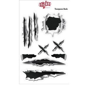 metal Yırtılma Efekti Transparan Baskılı Sticker