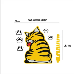 arka Cam Kedi Stickerı Silecekli