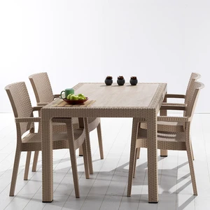 Rattan Claris 150 Masa Takımı - Kapuçino - Balkon Bahçe Mobilyası