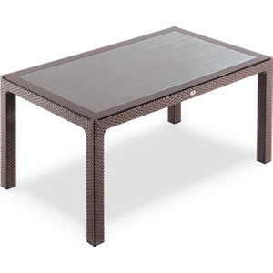 Classi 150G Rattan Dikdörtgen Camlı Masa - Kahverengi