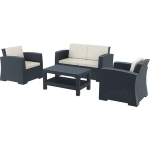 Rattan Monaco Lounge Koltuk Seti - Koyu Gri
