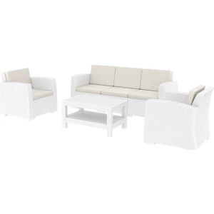 Rattan Monaco Lounge XL Koltuk Seti - Beyaz