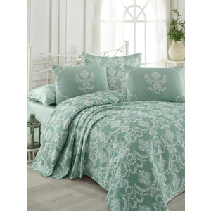 Enlora Home Baskılı Pike Takımı Tek Kişilik Pure SuYeşili