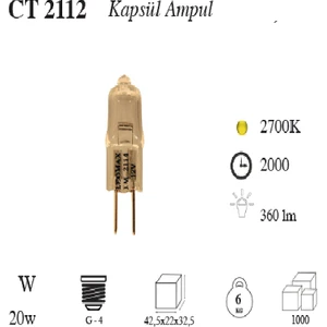 Ct-2112 1220W Kapsül Ampul G4 Duy - Günışığı