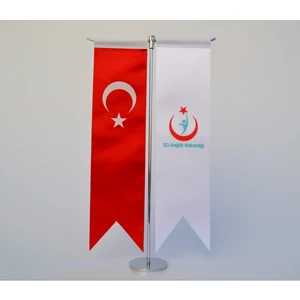 Bayrakal Sağlık Bakanlığı Ve Türk Bayrağı Kırlangıç Masa Bayrak Takımı