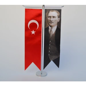 Bayrakal Atatürk Ve Türk Bayrağı Kırlangıç Masa Bayrak Takımı
