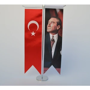 Bayrakal Atatürk Ve Türk Bayrağı Kırlangıç Masa Bayrak Takımı