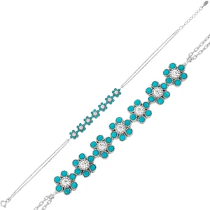 KENPAZAR Bayan Lili Gümüş Mavi Kırçiçeği Bileklik