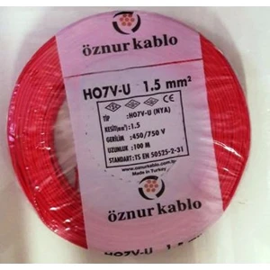 1,5 Mm Nya Kablo Tek Damar Kırmızı