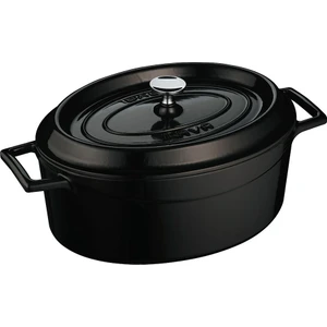 Trendy Oval Döküm Demir Tencere 21x27 cm Siyah