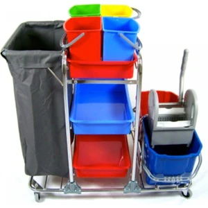 Kat Temizlik Arabası Brandalı - Temizlik Setli Krom - Hf3101