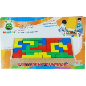 Renkli Ahşap Pentomino Bulmaca Bloklar 0623