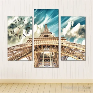 - Eiffel Tower Tablo Saat - 81X60cm - Çerçeve Hediye