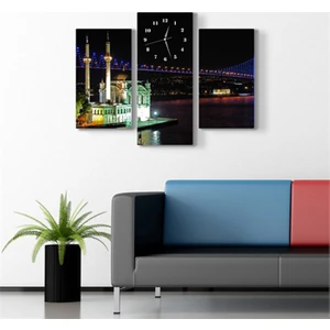- Boğaz Köprüsü Ortaköy Kanvas Tablo Saat - 80X60cm
