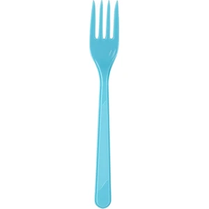 Plastik Renkli Mavi Çatal 100 Adet(4 Paket)