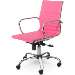 Mezura Ofis Chrome Çalışma Koltuğu Pembe