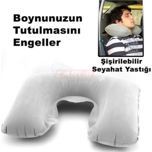 Seyahat Boyun Yastığı Şişirilebilir Gri