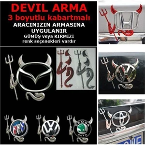 Ozy Devil Sticker Şeytan Arma 3 Boyutlu Kırmızı Renk