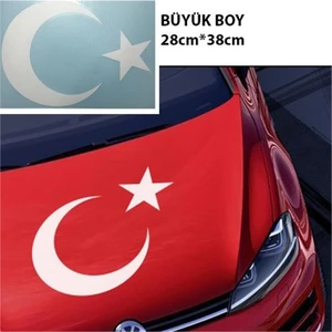 Ozy Ay Yıldız Bayrak Beyaz Büyük Oto Sticker 28Cm*38Cm