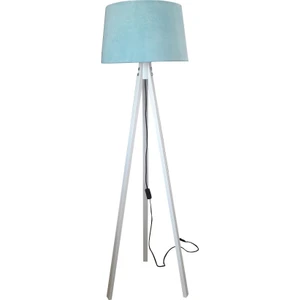 Düz 3 Ayaklı Lambader Açık Turkuaz Şapka Beyaz Ayak K164