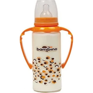 Kulplu Cam Biberon-Turuncu 125Ml