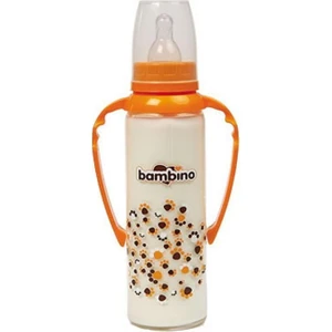 Kulplu Cam Biberon-Turuncu 225Ml