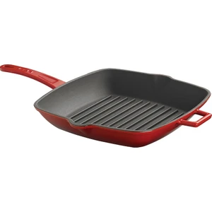 Metal Saplı Döküm Demir Izgara Tava 26x26 cm Kırmızı