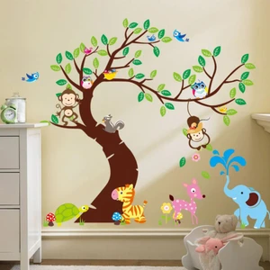 Cosy Home Gift Animal World Mega Boyut Sevimli Hayvanlar Çocuk Odası Ev Duvar Sticker Fil Geyik Maymun Zebra