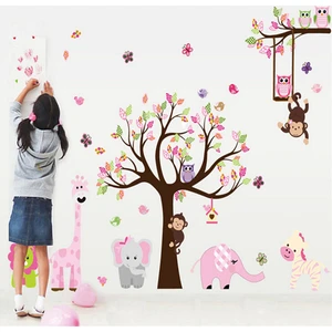 Cosy Home Gift Animal Zoo World Xl Boyut Sevimli Asia Hayvanları Çocuk Odası Ev Duvar Sticker Maymun Zebra Aslan Fil Baykuş