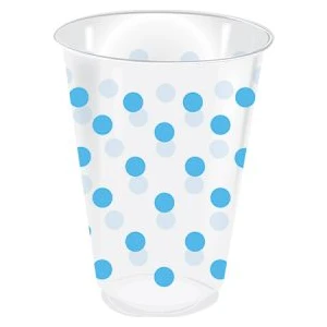 Plastik Bardak Açık Mavi Puantiyeli Şeffaf 250cc 25li