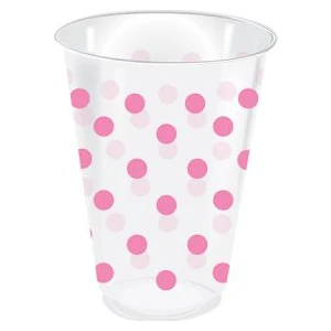 Plastik Bardak Pembe Puantiyeli Şeffaf 250cc 25li