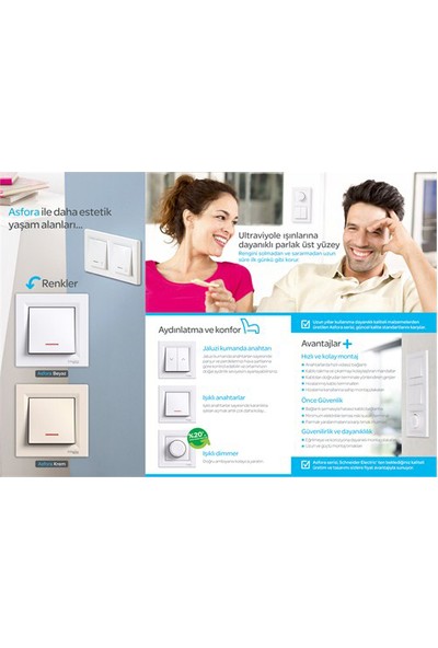 Schneider Electric Asfora Topraklı Priz Beyaz Çerçeveli