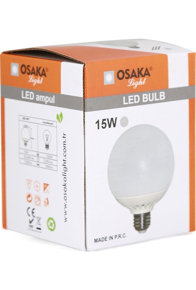 Osakalight 15W-100watt Led Glob Ampul E27 Beyaz