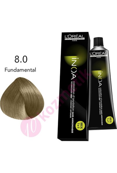 L'Oréal Professionnel İnoa Amonyaksız Saç Boyası No: 8.0 Fundamental 60Ml.