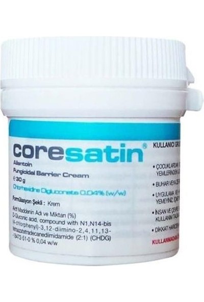 Coresatin Allantoin Fungicidal Cream Cilt Bakım Kremi Kavanoz Mavi 30Gr