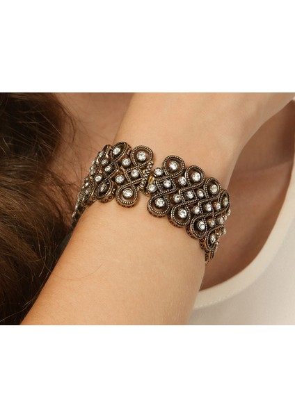 - Osmanlı Stil Elmas Montür Swarovski Taşlı Bileklik