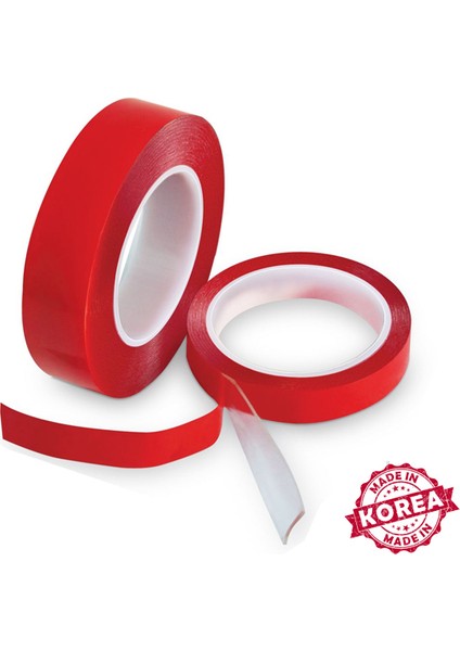 Kırmızı Çift Taraflı Bant ( 2cm x 5mt ) Made İn Korea