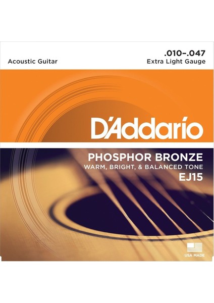 Daddarıo Ej15 Akustik Tel Set Extra Light (.010)