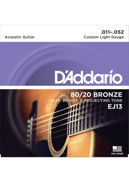 Daddarıo Ej13 011-052 Akustik Gitar Teli 80/20 Brz Cst Lite