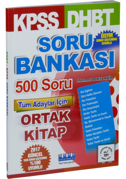 Burç Yayınevi  Kpss Dhbt Soru Bankası 500 Soru Tüm Adaylar İçin Ortak Kitap