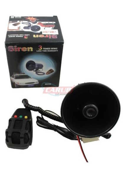 Siren 12V 3 Sesli Elektronik Mikrofon Siyah