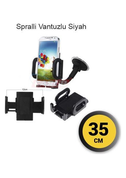 Telefon Tutucu 35Cm Spralli Vantuzlu Siyah